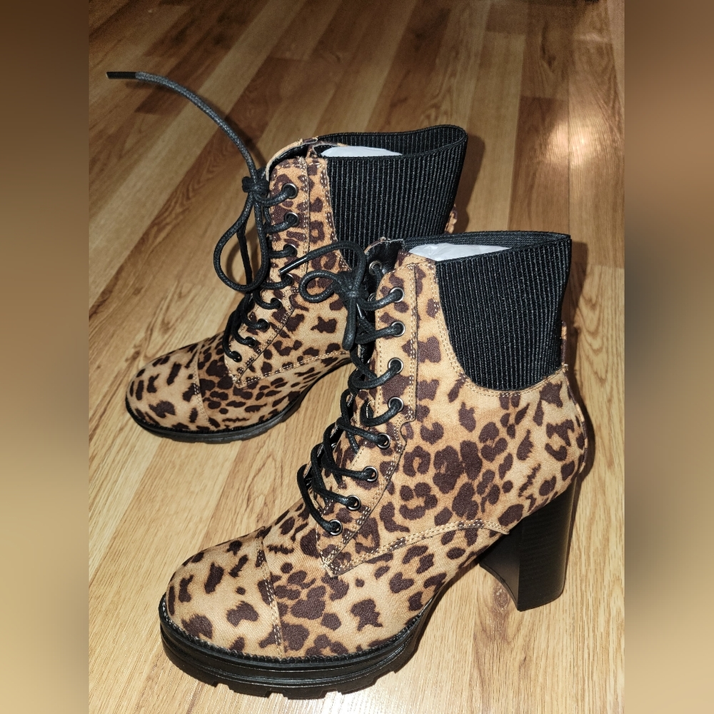 Brash | Timber Heeled Combat Boots Womens Leopard Print - 💥Various Sizes 💥